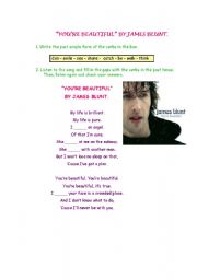 English Worksheet: James Blunts Youre Beautiful - SONG