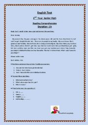 English Worksheet: Reading comprehension