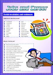 English Worksheet: JOBS AND CAREER useful vocabulary and expressions