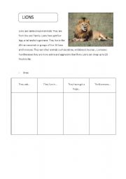 English Worksheet: Animals project 1