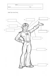 English worksheet: Label Sportacus body