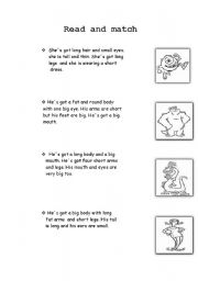 English Worksheet: Read and match
