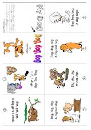 English Worksheet: Mini Book 3: Dog, dog, dog in colour and greyscale