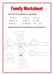 English worksheet: Family vocabulary  worksheet