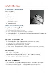 English Worksheet: How to aviod bad dreams