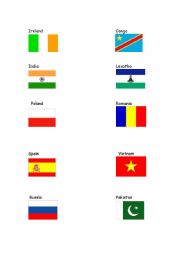 English Worksheet: flags of different countries