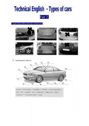 English Worksheet: Technical English Parts of a car 1/3