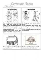 English Worksheet: Thanksgivin: clothes and houses