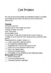 English Worksheet: Cell Project