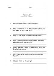 English Worksheet: Charlie Brown Halloween