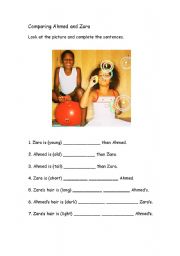 English Worksheet: comparing people