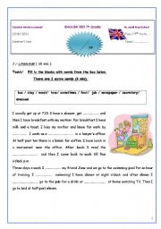 English Worksheet: Full term test for the 7th grade