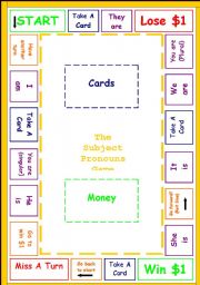 The Subject Pronouns Board Game (black & white & colour versions)