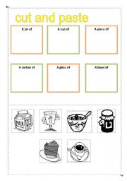 English worksheet: cut and paste container