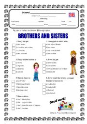 English Worksheet: Brothers and sisters