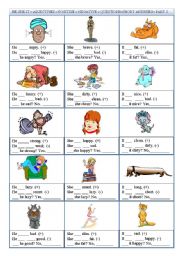 English Worksheet: Verb to be - Positive-Negative-Questions-Sort Answers-Part 2 (He-She-It)