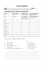English worksheet: Simple Past and past progressive