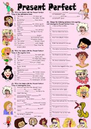 English Worksheet: Exercises on Present Perfect Tense (Editable with Key)