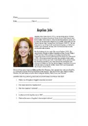 Reading Comprehension Prompt -Celebrity Angelina Jolie