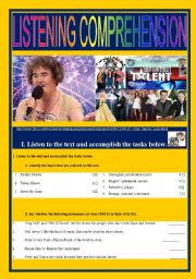 English Worksheet: QUEST for FAME - Talent Sows