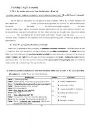 English Worksheet: END OF TERM TEST number 1  8TH FORMS  PART 2  LANGUAGE
