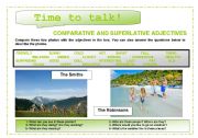 English Worksheet: Time to talk (1): comparative and superlative adjectives