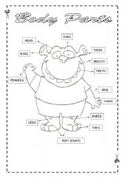 English Worksheet: Body Parts -  