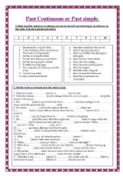 English Worksheet: Past Continuous and Past simple