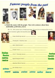 English Worksheet: Famous people from the past