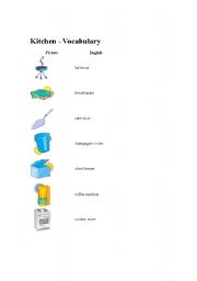 English Worksheet: Kitchen 