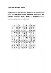 English Worksheet: Find the hidden words 