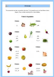 English worksheet: Fruits and Vegetables Fitword