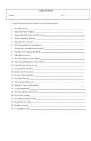 English Worksheet: present continuous