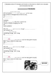 English Worksheet: Yesterday - The Beatles (Past Simple)