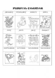 English Worksheet: FESTIVAL CALENDAR