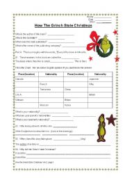 English Worksheet: How the Grinch Stole Christmas  An Exploration of Everything Grinchy