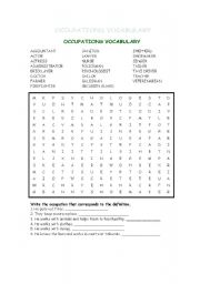 English Worksheet: OCCUPATIONS VOCABULARY  