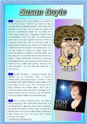 English Worksheet: SUSAN BOYLE reading comprehension exercise