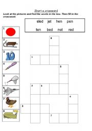 English Worksheet: Short e crossword