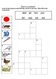 English worksheet: Short e crossword