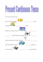 English worksheet: present continuous