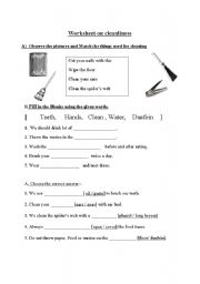 English worksheet: cleanliness