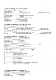 English Worksheet: Countable & uncountable. Some, any, much, many & a lot of