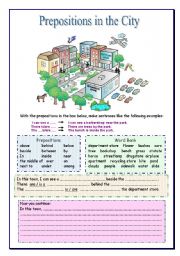 English Worksheet: Prepositions in the City