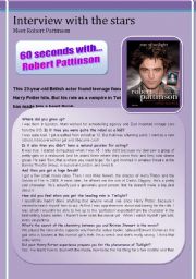 English Worksheet: 60 seconds with Robert Pattinson