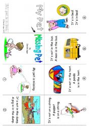 English Worksheet: Mini Book 4: Missing Pet in colour and greyscale