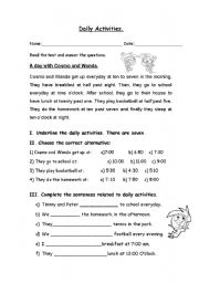 English Worksheet: Daily activities