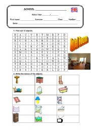 English worksheet: Hotel room wordsearch
