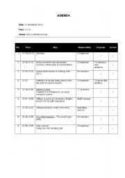 Business English - Agenda & Meeting Minute