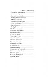 English Worksheet: Grammar revision